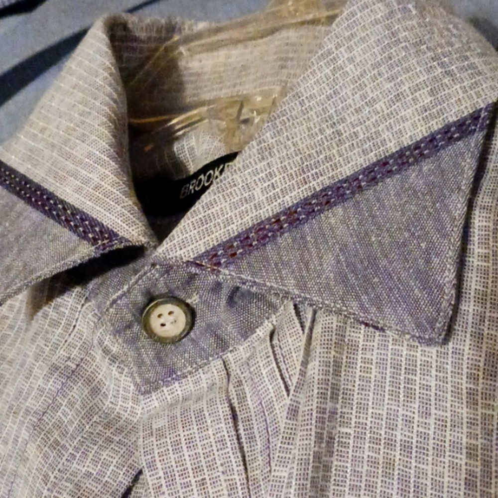 Brooke Field Size L Blue And Grey Button Down Shi… - image 3